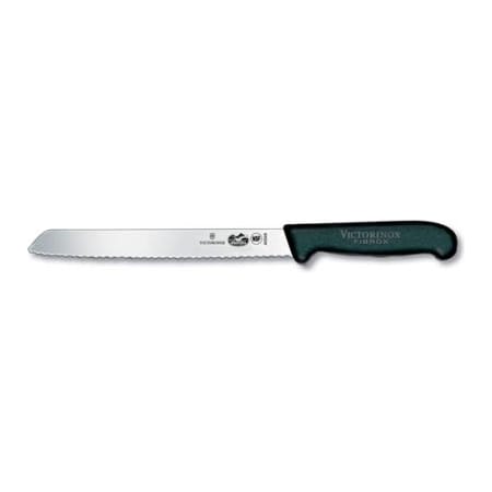 VICTORINOX SWISS ARMY Victorinox 8 Bread Knife, Slant Tip, Serrated Blade, Black Fibrox Handle 40549 5.2533.21